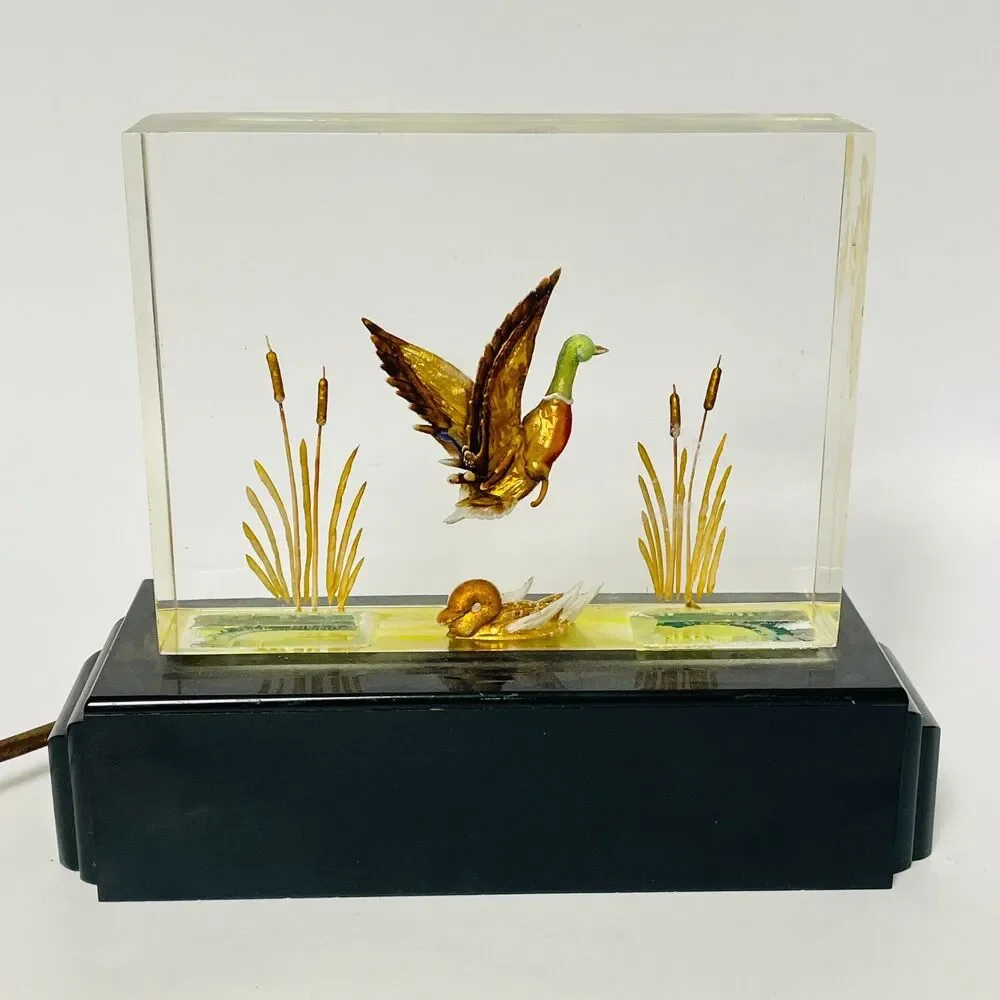 Flying Duck Mallard VTG TV Lamp Thompson Plasticraft Acrylic Lucite Art Deco MCM